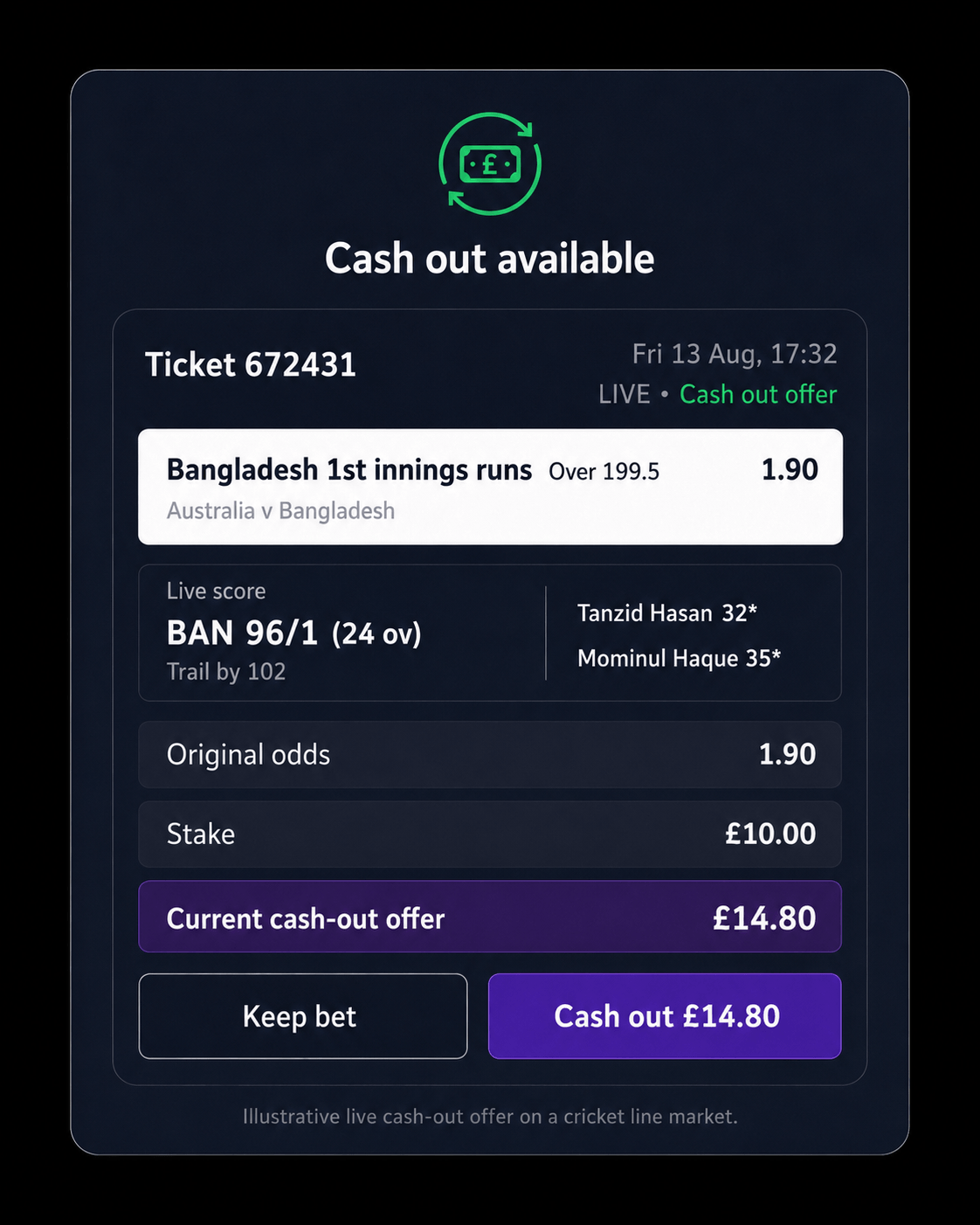 Decimal cash out